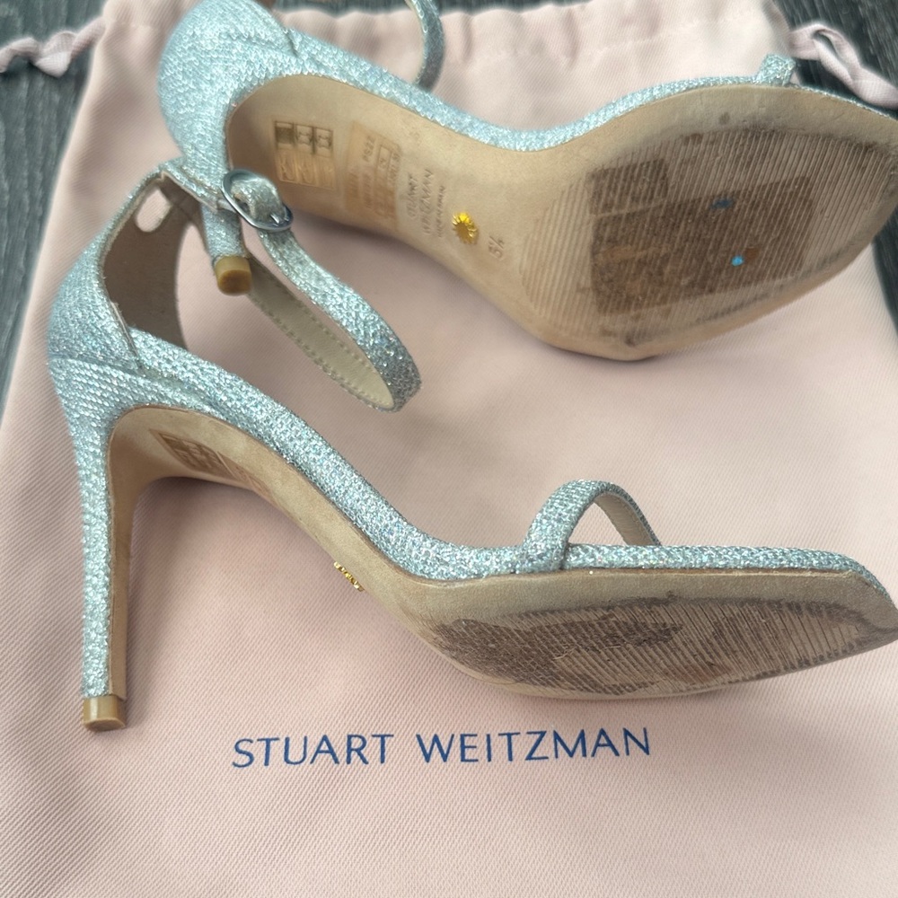 Stuart Weitzman Nudist Curve 75 Crystal Sandals Sz 5.5 - Picture 9 of 10